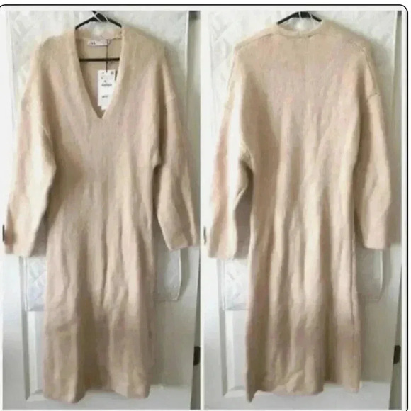 NWT ZARA AW21 SAND KNIT MIDI DRESS 2488/111 - Picture 3 of 10